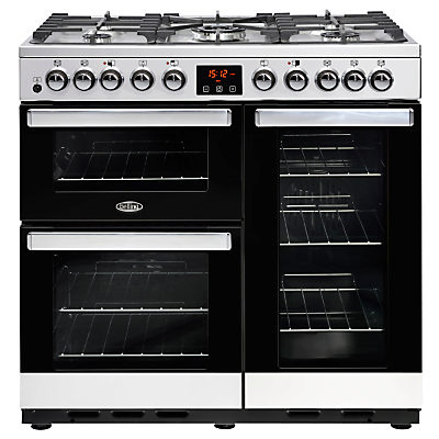 Belling Cookcentre Deluxe 90DFT Dual Fuel Range Cooker Stainless Steel / Black